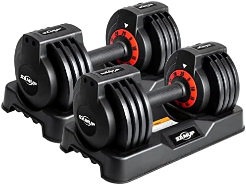 Adjustable Dumbbells Set, 25LB/55LB Adjustable Dumbbell Weight Set for Men and Women with Anti-Slip Fast Adjust Weight by Turning Handle,Black Dumbbell with Tray Suitable for Full Body Workout Fitness
