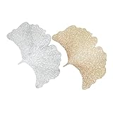 SOLUSTRE 2Stücke Ginkgo Tischset Hitzebeständige rutschfeste PVC Platzmatte Tischdekoration für Zuhause Restaurant und Hotel Gold und Silber Farbig Schützt Ihren