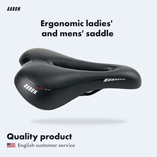 Aaron - Trekking Bike Saddle With Gel Padding - Shock-Absorbing, Ergonomic And Comfortable - For Men And Women - Seat For E-Bike, Trekking Bike, Mountain Bike, Touring Bike - Black #TOP1