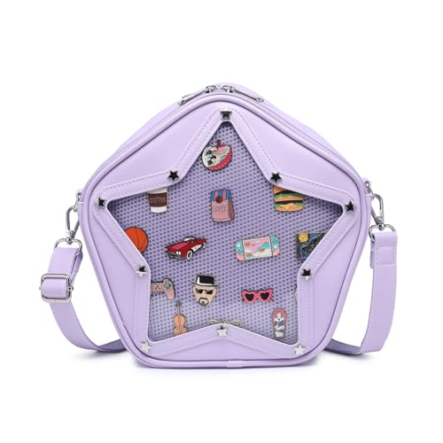 CHERRY SAUCE Kawaii Star PU Leather Ita Bag Y2k Shoulder Crossbody Bag Aesthetic Cute Pin Display