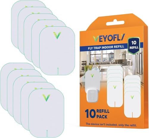 VEYOFLY Fruit Fly Traps for Indoors Official Refill Gnat Trap Indoor Plug in Bug Traps Flying Insect Trap Gnat Traps for House Indoor Fly Trap Indoor for Home Mosquito Catcher Pack 10 Refills