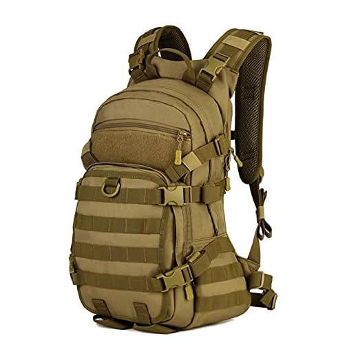 Selighting Taktisk militärryggsäck 25L cykelryggsäck med hjälmskydd vattentät MOLLE överfallspaket för vandring resor vandring Brun 25L