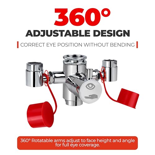 Image of Emergency Eye Wash Station Faucet Mount, Compact Eyewash Station - 1 Pack | 360 Rotatable, Includes Tags, Safety Sign, 3 Adapters - 11.4 L /min High Flow for Lab,Hospital & Industrial Safety