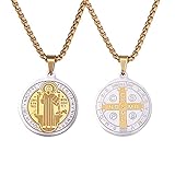 OEMOO St Saint Benedict Medal Necklace, Stainless Steel Exorcism Medal Ward Off Evil Protection Jewelry Christian Gifts Catholic Gifts