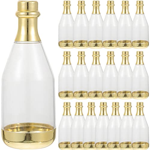 Alipis 20Pcs Mini Champagne Bottles, Clear Box Metallic Gold Champagne Bottle Shaped Treat Box Party Favors Packing for Wedding Bridal Shower, Baby Shower, Christmas (Golden)