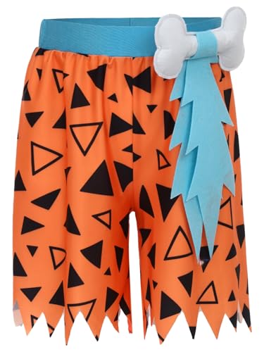 Miutii Disfraz de guijarros para niño, pantalones cortos con cinturón de hueso 3D, Halloween, carnaval, naranja, 134-140