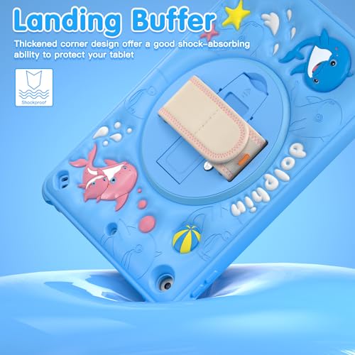 Coque iPad 9 8 7 Génération Protectrice pour Enfant avec Support Antichoc Bleu - 3
