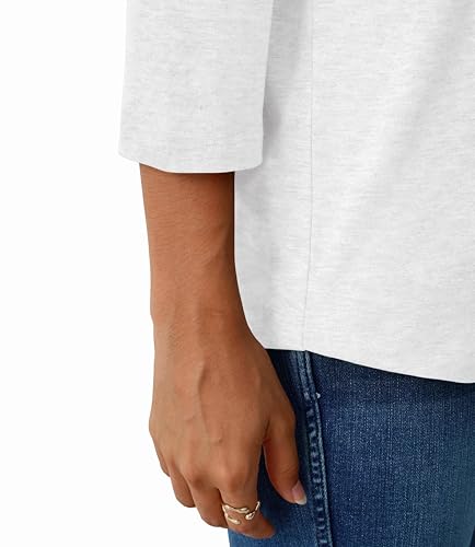 Womens Tops 3/4 Sleeve Shirts Round Neck Casual Blouses Basic Loose Fit Pullover Tshirts3