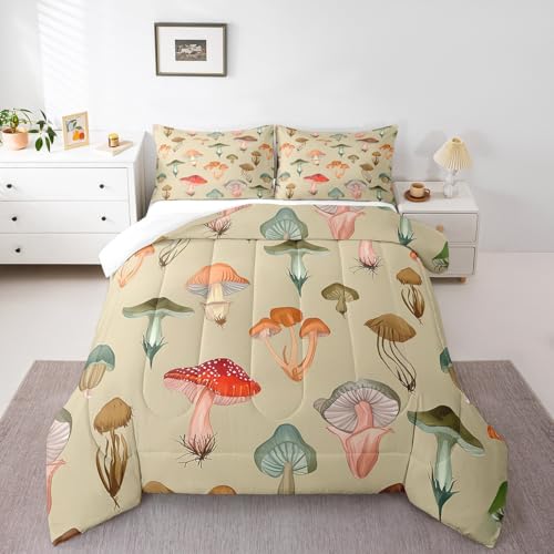 Image of Feelyou Mushroom Wild Stuff Comforter Set Full Size Kids Boys Girls Bedding
