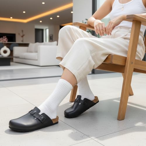 Image of CUSHIONAIRE Hana Womens Clogs | Comfortable Vegan Suede Clogs for Women | Slip On Potato Shoes with Cork Footbed & Arch Support | Memory Foam, Wide Widths Available