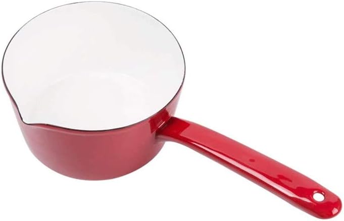 Red ceramic milk pan, bright color, high temperature resistance, easy to clean, and friendly