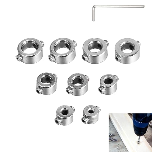 9 Piezas Topes De Profundidad Para Brocas De Acero Al Carbono, Topes De Profundidad Brocas, Anillos De Tope De Taladro, Anillos Limitadores De Profundidad Taladro, Para Carpintería Y Bricolaje
