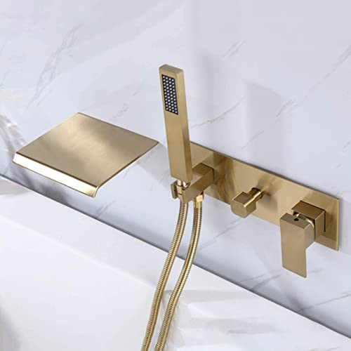 Robinetterie murale cascade or pour bain relaxant - 3