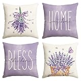 lavendel deko Hochwertig und langlebig: Hergestellt aus maschinenwaschbarem Polyester, angenehmer und weicher Griff; kein Ausbluten, Ausbleichen oder Ausfransen