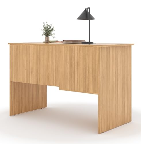 Image of 116x75x56CM Engineered Wood Verto Study & Office Table with Smooth Lockable Drawer and 2 Shelves for Storage | Sturdy DIY Counter, Commercial Table- Urban Teak with Grey