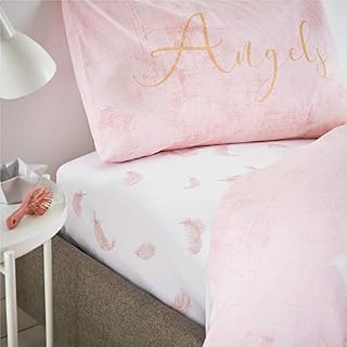 Catherine Lansfield Angel Wings Easy Care Single Fitted Sheet Blush