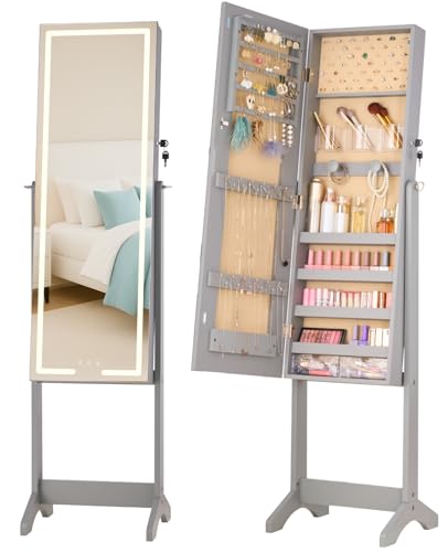 LUXFURNI LED Light Standing Jewelry Cabinet Armoire, India | Ubuy
