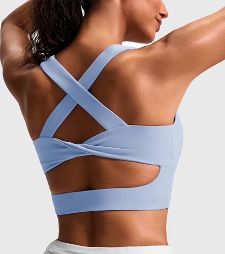 Image of Sports Bras for Women Criss-Cross Back Padded Workout Tank Tops Medium Support Crop Tops for Women