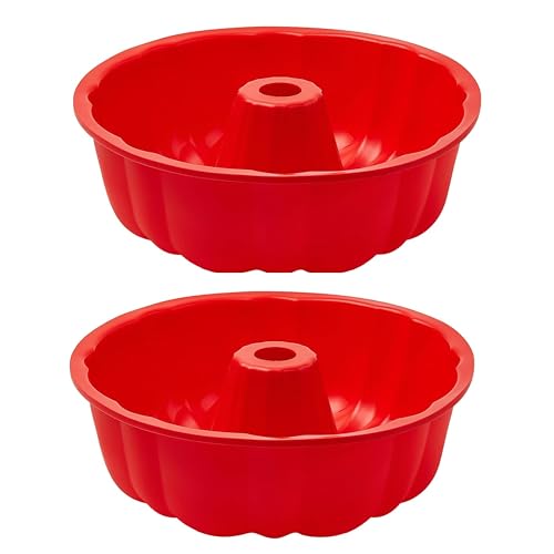 SOV silicone cake pan, silicone Cake Molds, Bakeware Non Stick 10 inch Pan for Jello,Gelatin,cake, Silicone Baking Molds for Cakes, Round Baking Pan (2 packs)