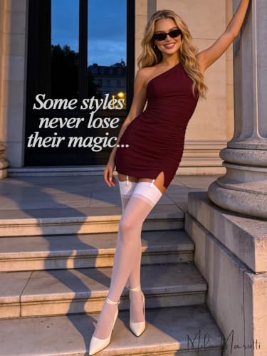Image of Mila Marutti Sheer Thigh High Stockings for Garter Belts | 20 Denier Lingerie Stockings | Garter Set Nylons Multiple Colors