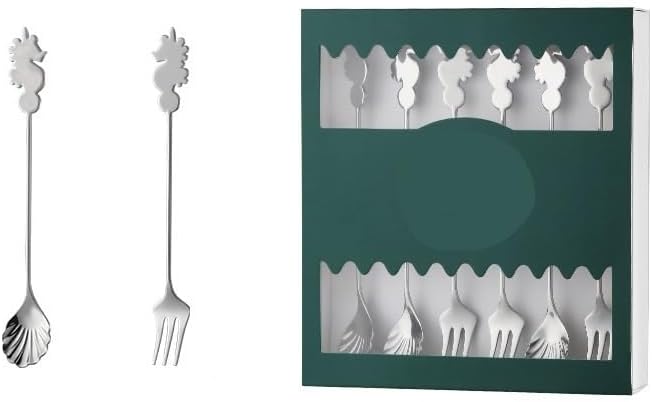 Silverware Flatware Set, 6/24/36/48/60/72pcs Creative Stainless Steel Tableware Christmas Spoon Gift Box Cartoon Christmas Tree Coffee Spoon Color Box Set(72 Pieces)