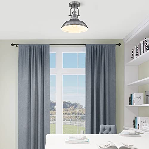 Zeyu Modern Industrial Ceiling Light Semi Flush Mount, 11-Inch Close To Ceiling Light Fixture For Kitchen Bedroom Loft, Grey Finish, Zy41-F Sg #TOP4