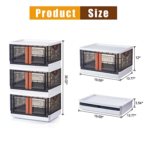 Aohmpt 3 Pack Storage Bins With Lids, Closet Organizer And Storage Bins With Wheels And Door, Folding Storage Box, Stackable Storage Bins Containers,Collapsible Storage Cabinet For Home Storage #TOP2