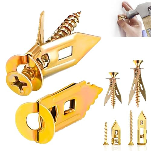 Self Drilling Drywall Anchors with Screws Kit, 160 Pieces, Zinc Plated Steel, 2 Sizes Expansion Screws and Wall Anchors, for Mounting TV, Shelf, Mirror, Cabinet, Picture Frames