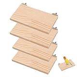 4 Stück Wellensittich Zubehör, Vogelplattform Holz Plattform Kletterplattform Papagei Plattform Quadratischer Holzständer Spielzeug Zubehör für Kleine Tiere, Hamster Papagei Chinchilla