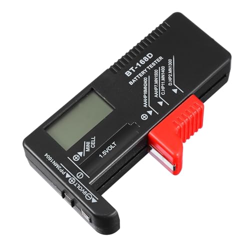 Homoyoyo Comprobador de Batería Digital Bt-168d Portátil Pantalla Lcd, Compatible con Pilas Aa, Aaa, Tamaño Grande, 9v y Botón, Medidor de Voltaje Preciso para Uso Doméstico y Automotriz