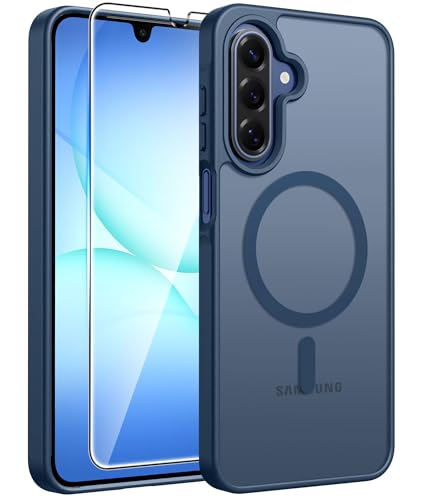 FNTCASE for Galaxy A17/A16 5G Phone Case: for Samsung A17 Cases [Compatible with Magsafe] [Screen Protector] Matte Translucent Military Grade Protection for Samsung A 17 & A 16 4G Cover - Blue