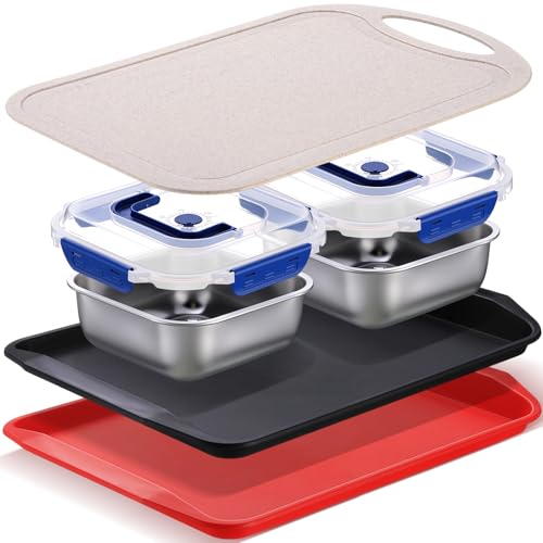 Ferrochef 5 Pcs Grill Prep Trays Set Includes Grilling Deep Prep and Serve...