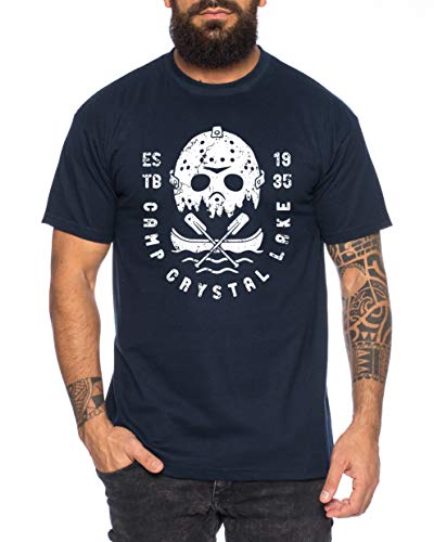 Crystal Lake - Camiseta de Hombre Halloween Michael Horror Myers Pennywise Man 13 Jason Voorhees Nightmare, Farbe2:Azul Oscuro, Größe2:X-Large