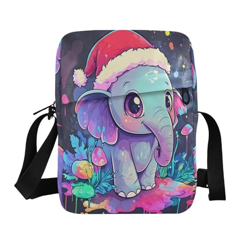 mens messenger bag Shoulder Crossover Bag Casual Everyday Purse Adjustable Strap for work work - Cute Elephant Dripping Paint