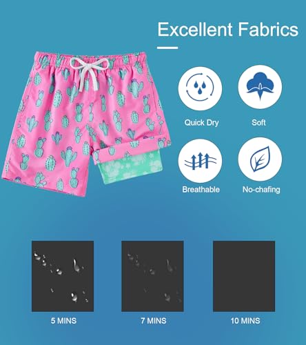 Cozople 7-20T Boys Swim Trunks with Compression Liner Big Boys Quick Dry Bathing Suit Stretch 2 in 1 Beach Swimming Shorts4