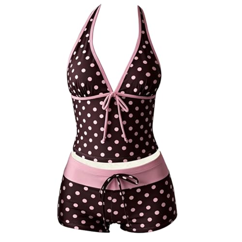 Bikini à pois galbant pour affiner la taille avec sa culotte haute réglable et push-up