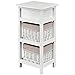 Giantex Wooden Nightstand 3-Tier Modern Bedside Table with Drawer and Storage Baskets, Bedroom End Table (White)