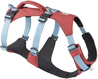 RUFFWEAR Flagline Dog Harness, Medium Reflective Y Shaped Dog Harness with Handle, Lightweight Adjustable Padded Dog Walking & Dog Running Harness, 3 Lead Attachments, Size M, Alpenglow Pink