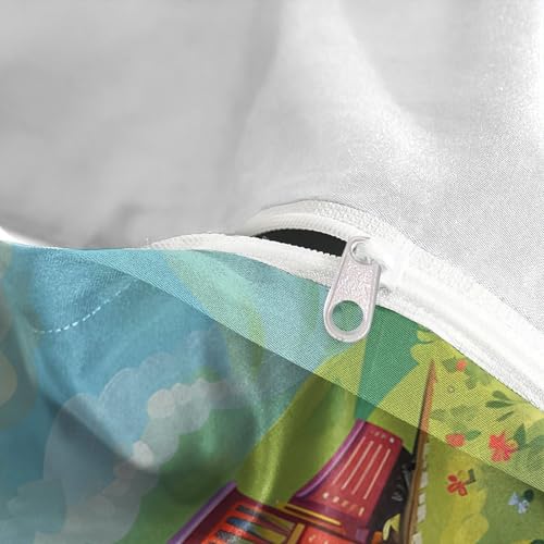 Parure de lit train vintage 140x200 microfibre confortable dessin animé - 8