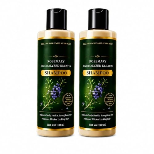 CtAuraxzy Herbal Rosemary Keratin Shampoo Pack of 2 for Women and Men Hydrolyzed Keratin Hair Care Formula for Gentle Scalp Cleansing Regular Deal