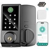 IRONZON Smart Door Lock, APP Control Deadbolt Lock with Gateway, Fingerprint Door Lock for Front Door, 5-in-1 Keyless Entry Door Lock, Touchscreen Keypad, 4 IC Cards, Auto Lock, Easy DIY Installation