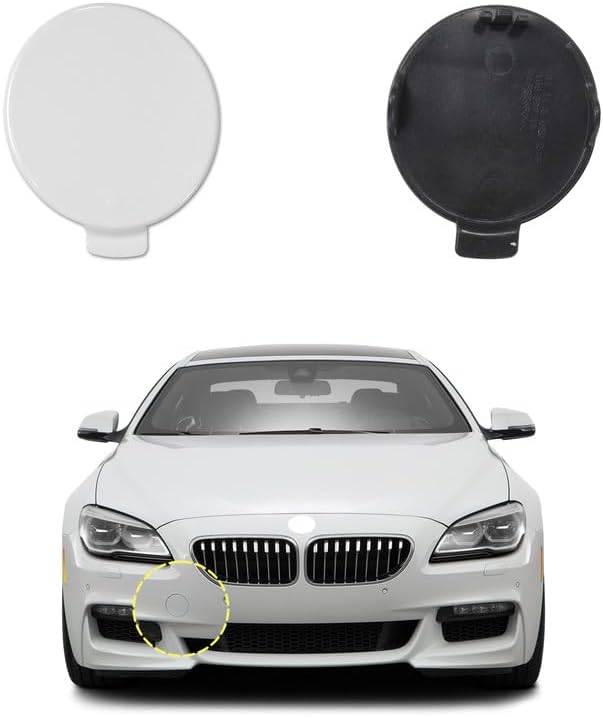 Car Front Bumper Tow Hook Cover Compatible With BMW 6 Series 640d 650i 2012 2013 2014 2015 2016 2017 2018 Convertible Gran Coupe M-Sport Package Edition Trailer Cover Cap 51118052710 Towing Eye Cap