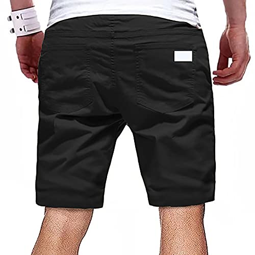 Image of Mens Casual Shorts Drawstring Summer Beach Stretch Twill Chino Golf Shorts Breathable Outdoor Hiking Joggers Short