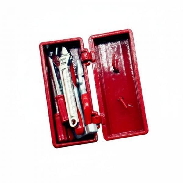 5xMiniature Wrench Set Alloy Dollhouse Garden Tool Set Artisanal Appearance Metal Dollhouse Repair Tools for Garden Scene Red-image-2