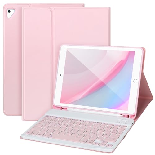 Tastatur hülle 9 7 für iPad 6./5. Gen 2018/2017 Bluetooth Tastatur für iPad Air 2/1 Pro 9 7 mit Stifthalter Rosa1