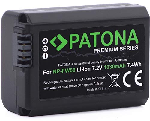 PATONA Batterie Premium NP-FW50 - avec Technologie à Puce - Système de Batterie Intelligent
