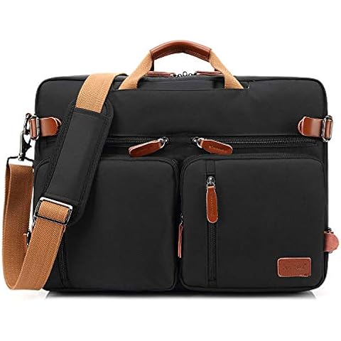 CoolBELL Convertible Backpack, Messenger Bag, Shoulder Bag, Laptop Bag, Handbag, Business Briefcase, Multifunction Travel Backpack, Fits a 17.3 inch Laptop, Men / Women black Black 15,6 Zoll Cover