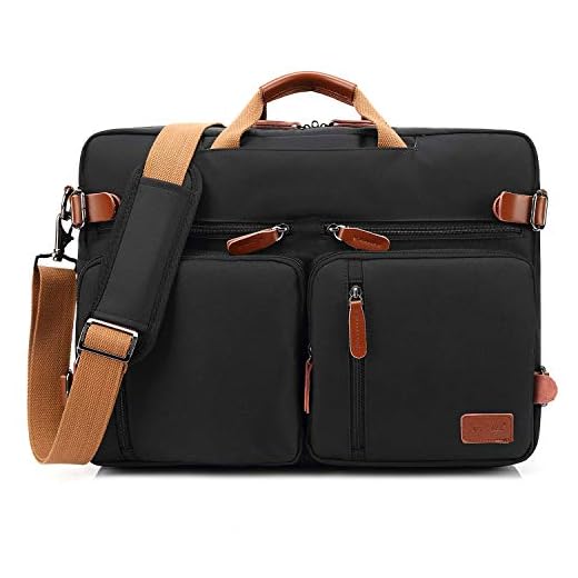 CoolBELL 15.6 Inch umwandelbar Aktentasche Messenger Bag Rucksack Umhängetasche Laptop Tasche Business Backpack Multifunktions Reise Rucksack für 15-15,6 Zoll Laptop/Männer/Frauen,Schwarz