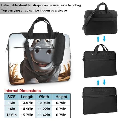 Cartoon Hippo Bolso Tote para Laptop Unisex miniatura 2