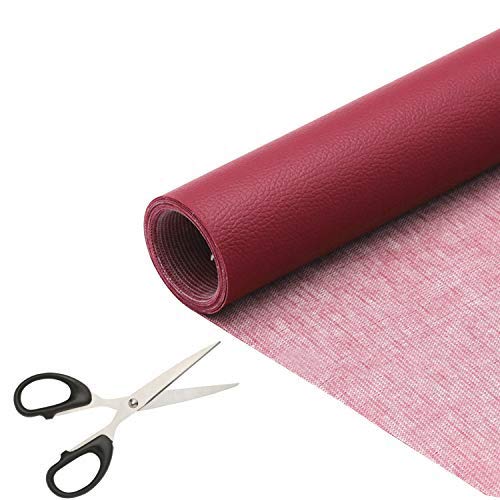 Migaven 1 Rouleau Auto-Adhésif En Cuir PU Patch de Réparation Kit Premiers Soins pour Canapé Siège de Voiture Meubles Vestes Sac À Main 50 x 137cm Rouge Cover